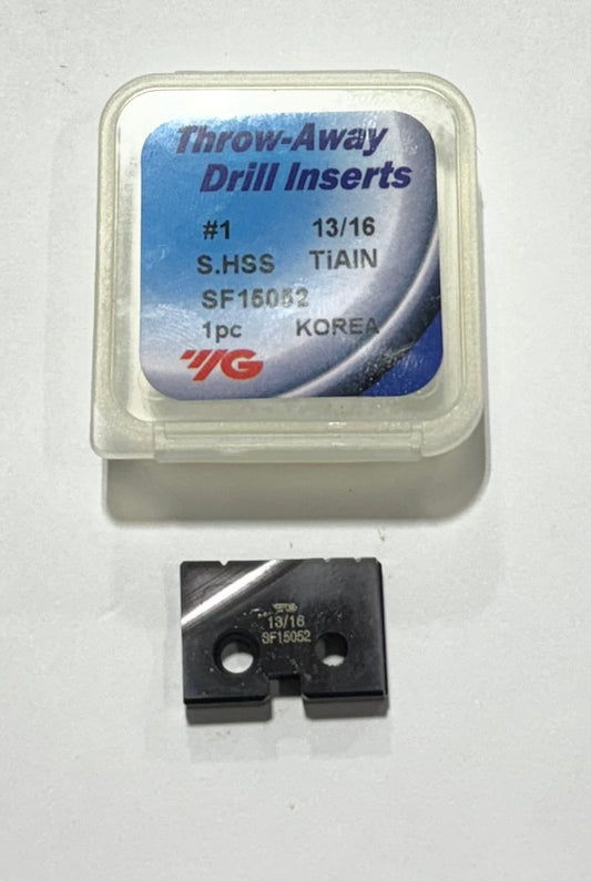 YG 13/16" Flat Bottom Spade Drill Insert TiAlN 180 Deg Series 1