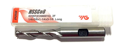 YG 1/4" Cobalt End Mill Long Length 2 Flute 3/8" Shank