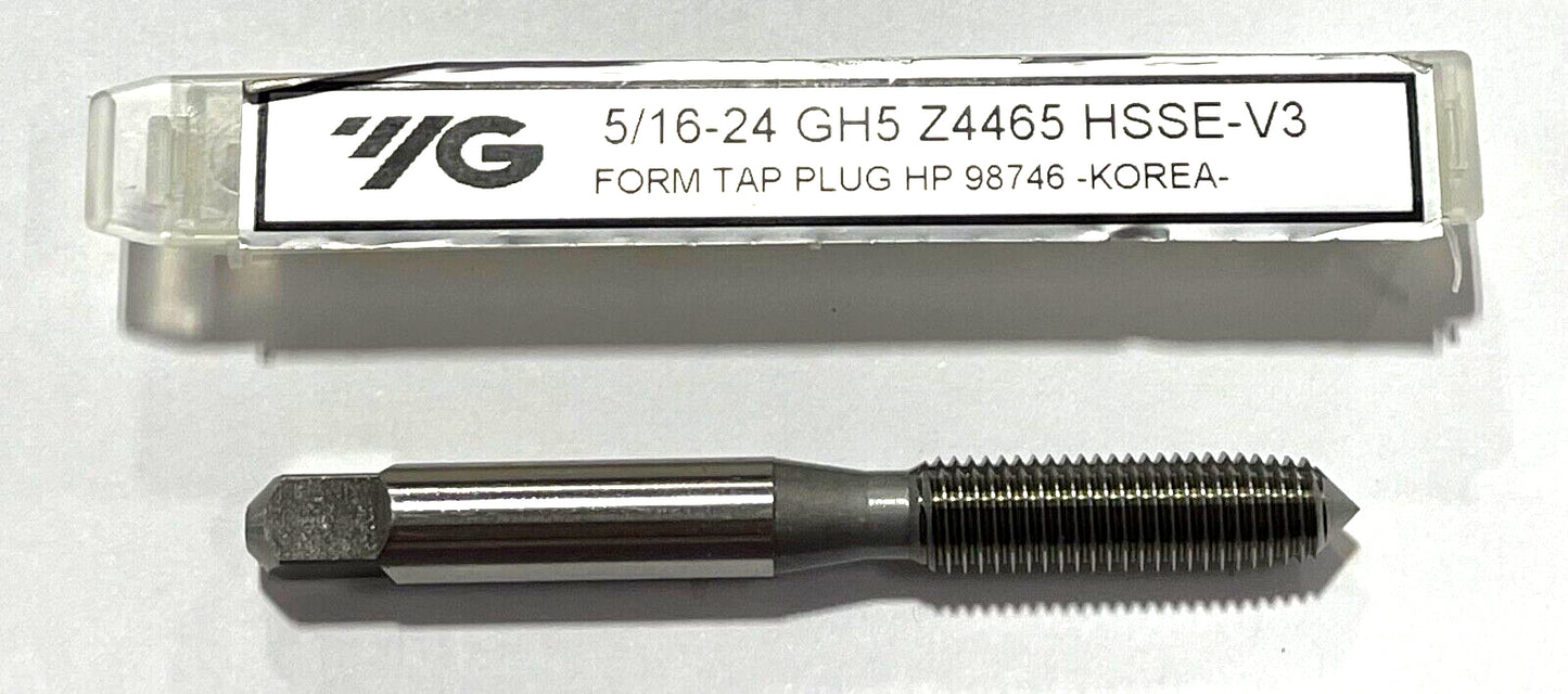 YG 5/16"-24 Tap HSSE-V3 Thread Forming Plug Tap GH5 3FL High Performance