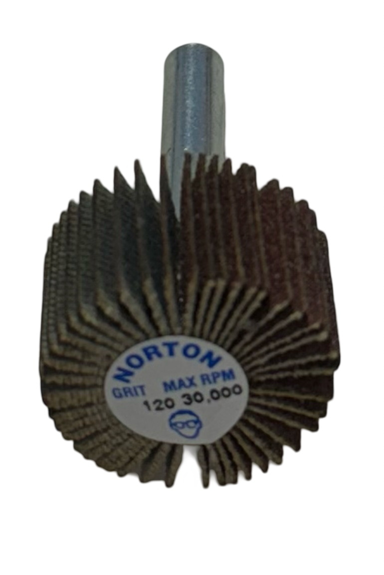 Norton 1" x 5/8" x 1/4" METAL R207 Mounted Flap Wheel 120 Grit Aluminum Oxide