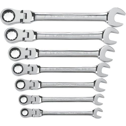 GearWrench 7 Piece SAE Ratcheting Flex Head Wrench Set 9700