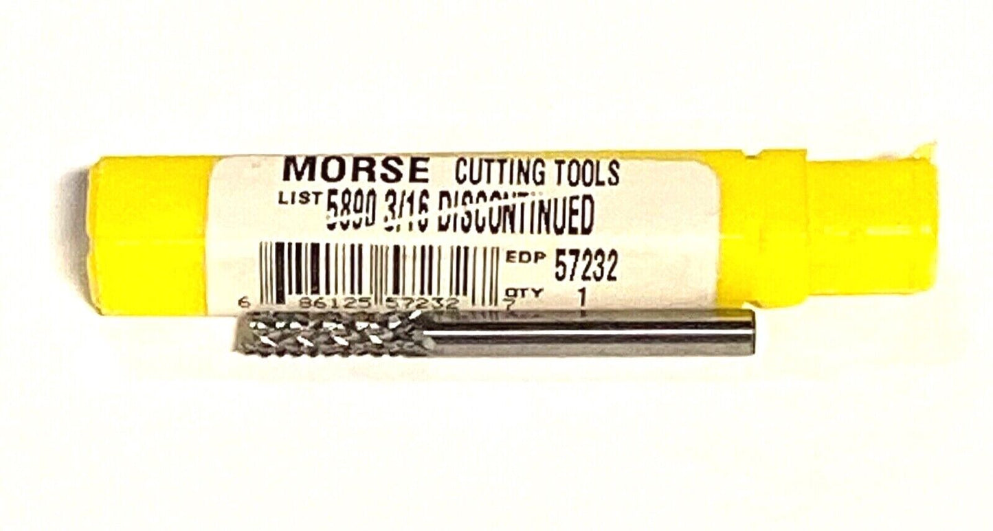 Morse 3/16" Solid Carbide Diamond Cut Fiberglass Router USA Made 57232