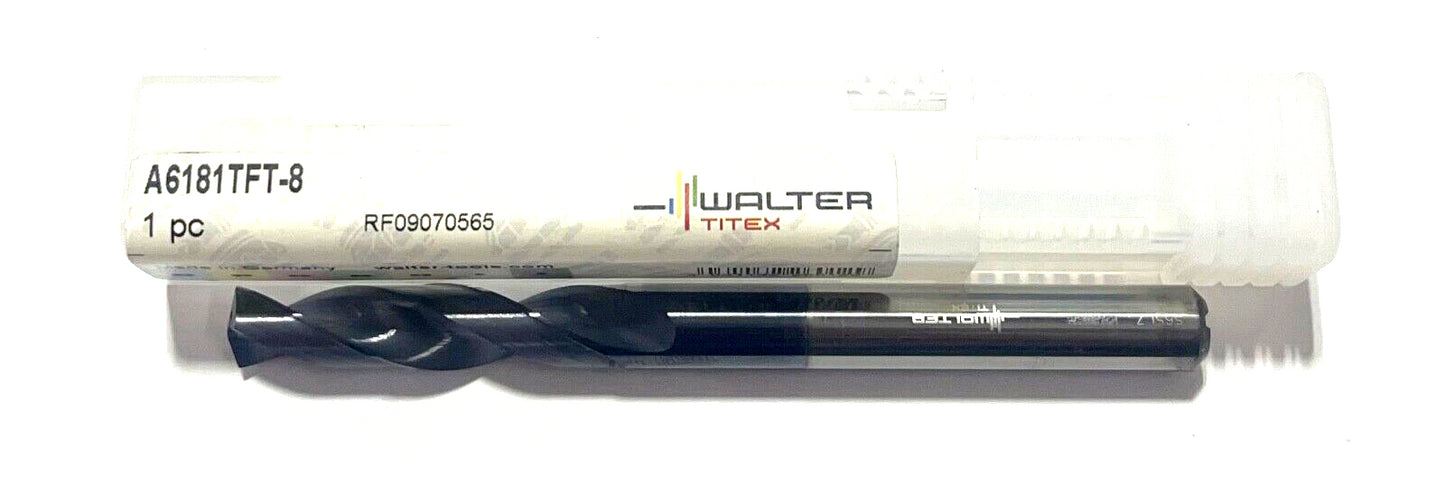 Walter-Titex 8mm Solid Carbide Drill 2xD Coolant Thru 150Â° TiNAl Coating