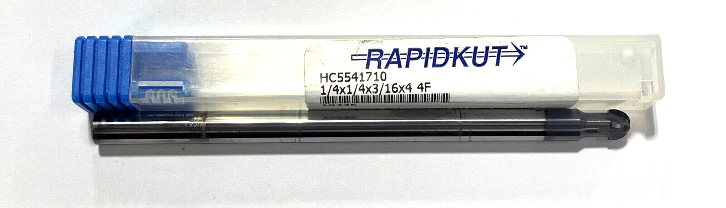 RapidKut 1/4" Carbide 220° Spherical Ball Nose End Mill AlTiSiN Coating 4FL USA