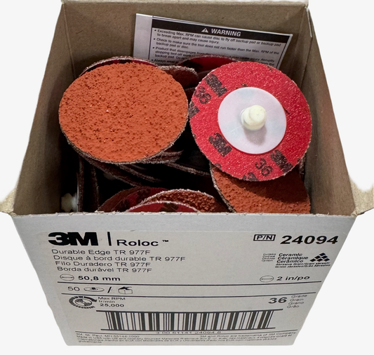 3M 2" Roloc Sanding Discs 36 Grit Ceramic 50 Pack