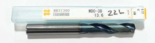 OSG 13.6mm Solid Carbide Drill 3xD Coolant Thru 2 Flute WD1 Coated 140 Deg