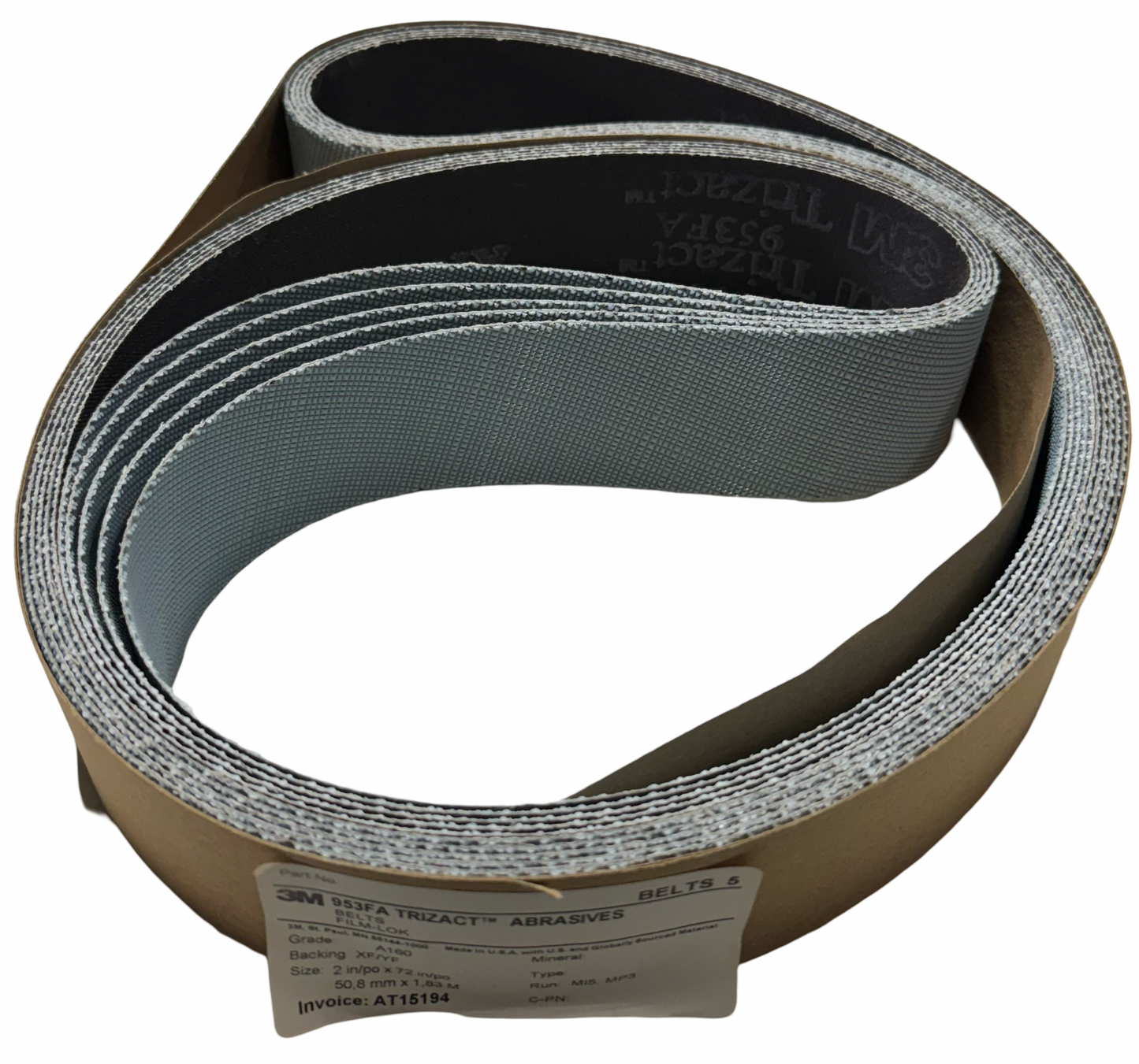 3M 953FA TRIZACT 2" x 72" FILM-LOK Sanding Belts A160 XF/YF 5 Pack