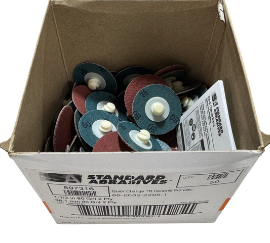 Standard Abrasives 1-1/2" Roloc Sanding Discs 80 Grit Ceramic 50 Pack