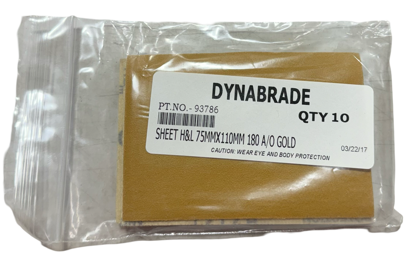 Dynabrade 75mm x 110mm Gold Sandpaper Sheets 180 Grit Aluminum Oxide 10 Pack