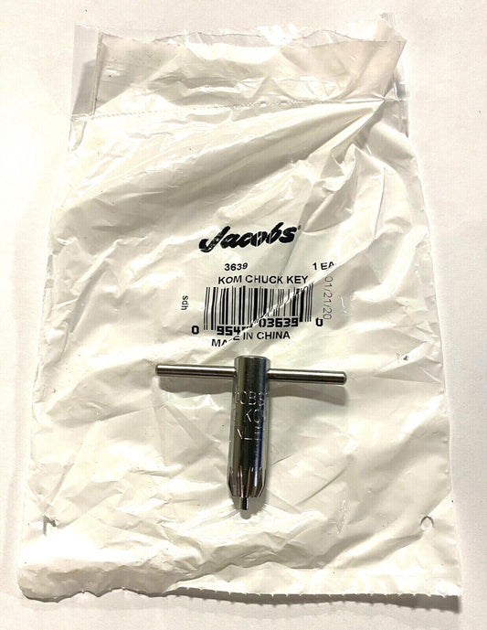 Jacobs Stainless Steel Drill Chuck Key Type KOM T-handle 1/8" Pilot For O Series