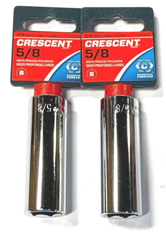 Crescent 3/8" Drive 5/8" Deep Socket 6 Point SAE Fully Polished 2 Pack CDDS29