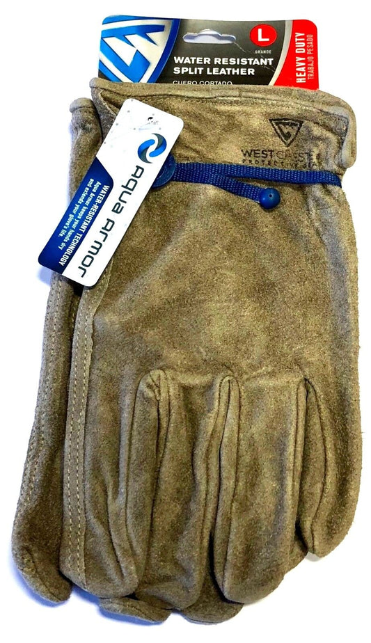 West Chester Split Cowhide Driver Gloves Water Resistant Work Gloves Size Medium