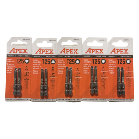 Apex T25 Torx Impact Power Bit 2" Insert Screw Bits 1/4" Hex Quick Change 10pk