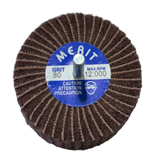 Merit 3" x 2" x 1/4" Interleaf Non-Woven Flap Wheel 80 Grit Aluminum Oxide