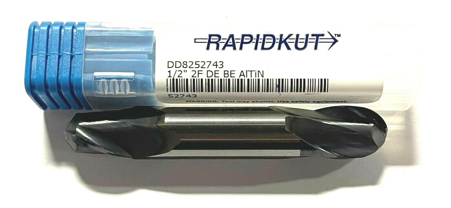 Rapidkut 7/16" Carbide Double End Mill Ball Nosed AlTiN Coated 2 Flute USA Made