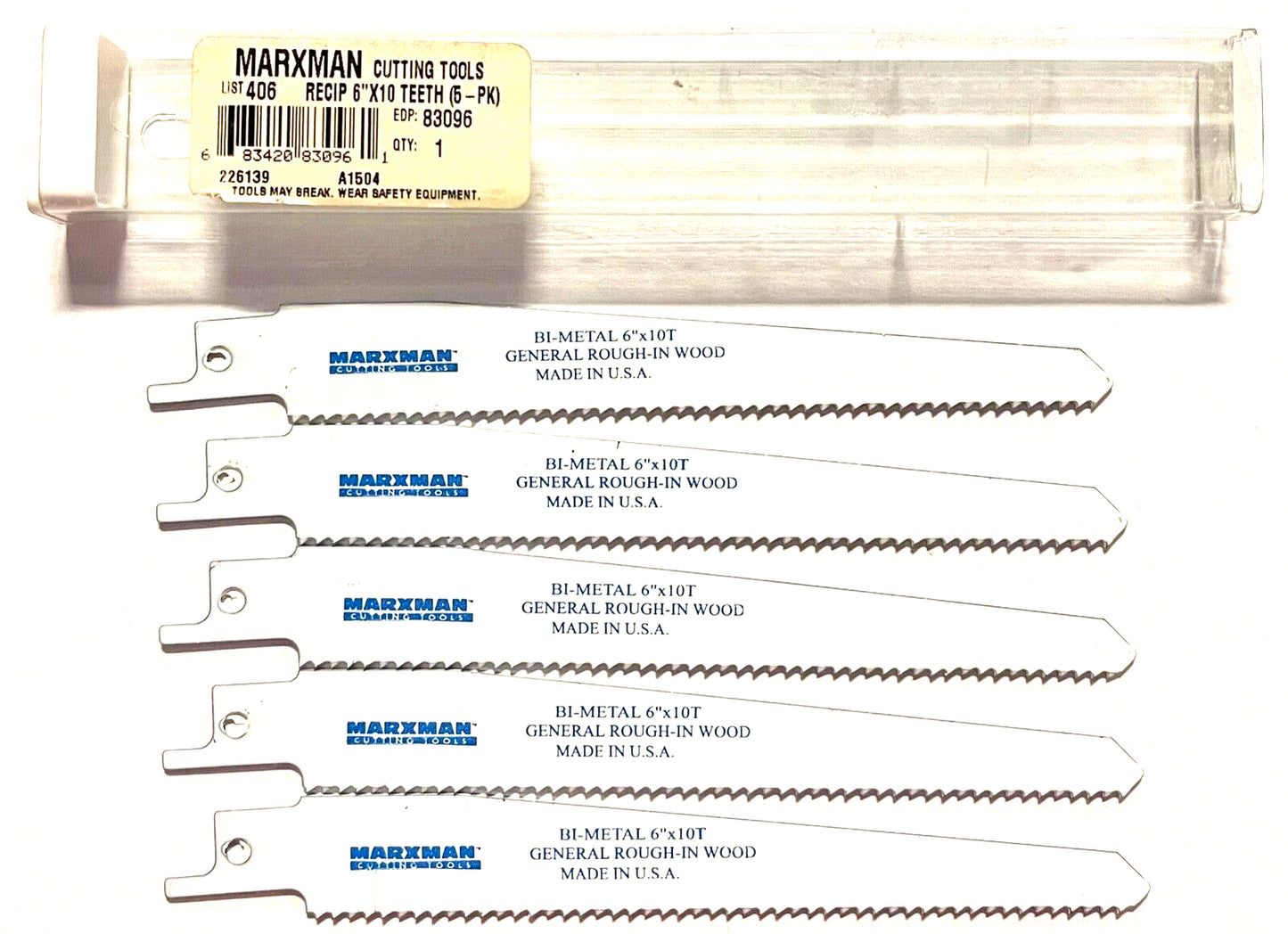 Marxman 6" Heavy Duty Cobalt Bi-Metal Reciprocating Saw Blades 10tpi 5 Pack USA