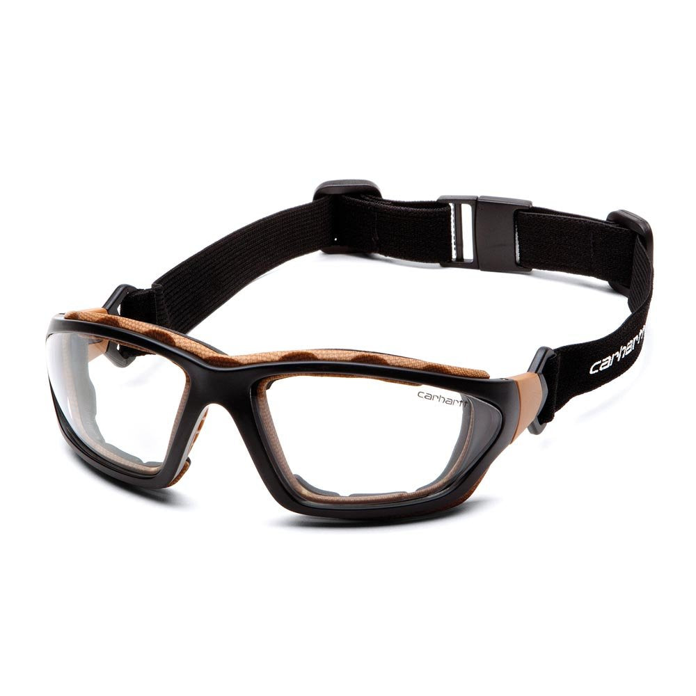 Carhartt Carthage Safety Eyewear Clear Anti-Fog Lens Black/Tan Glasses