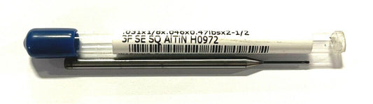 Carbide Miniature End Mill .031 x 1/8" x .046 x 2-1/2" (.470 Reach) AlTiN Coated