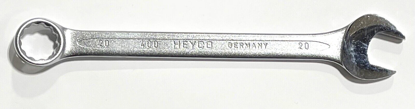 HEYCO 20mm Combination Wrench 12 Point Satin Chrome Finish Narrow Profile