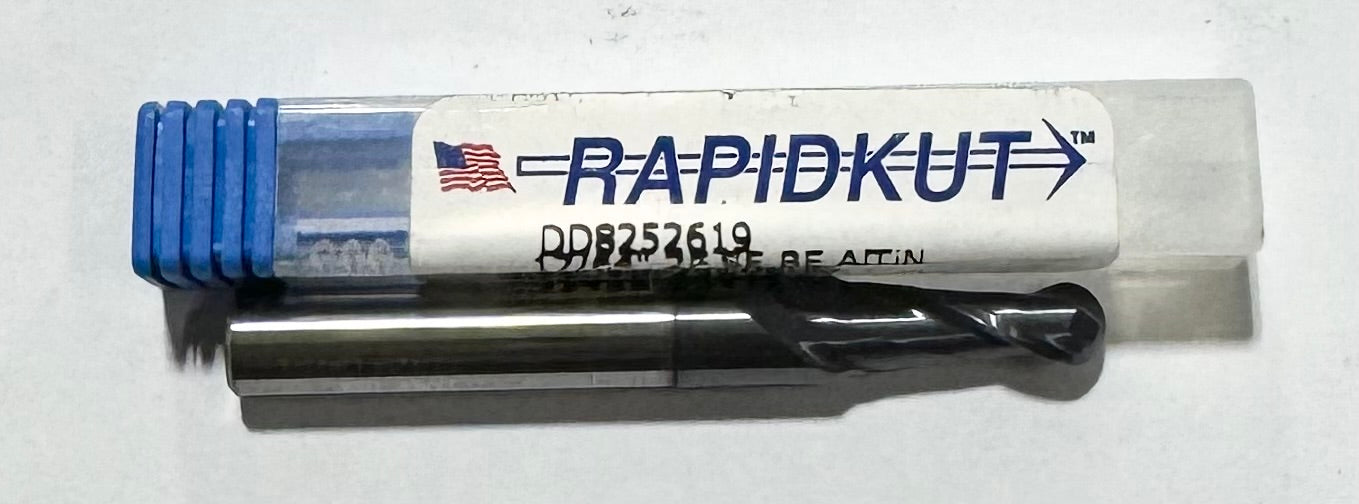 RapidKut 17/64" Carbide Ball Nose End Mill 2 Flute AlTiN Coated