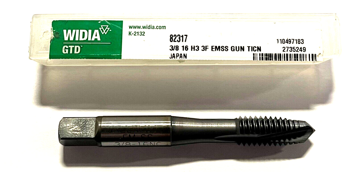 WIDIA 3/8-16 High Performance Tap EMSS Spiral Point Gun Tap TiCN Coated H3 3FL