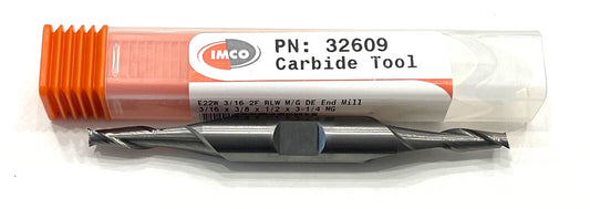 IMCO 3/16" Carbide Double End Mill 2 Flute 3/8" Shank USA Made