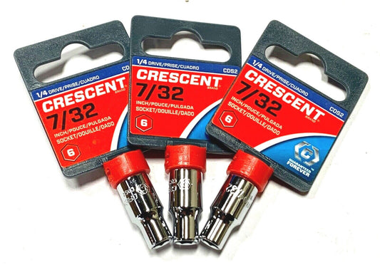 Crescent 1/4" Drive 7/32" Socket 6 Point CDS2 3 Pack