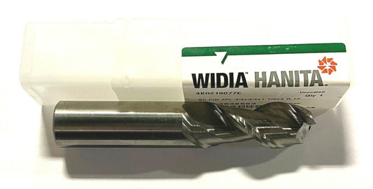 Widia Hanita 3/4" Carbide End Mill 0.12" Radius 2 Flute 45Â° Helix 3638683