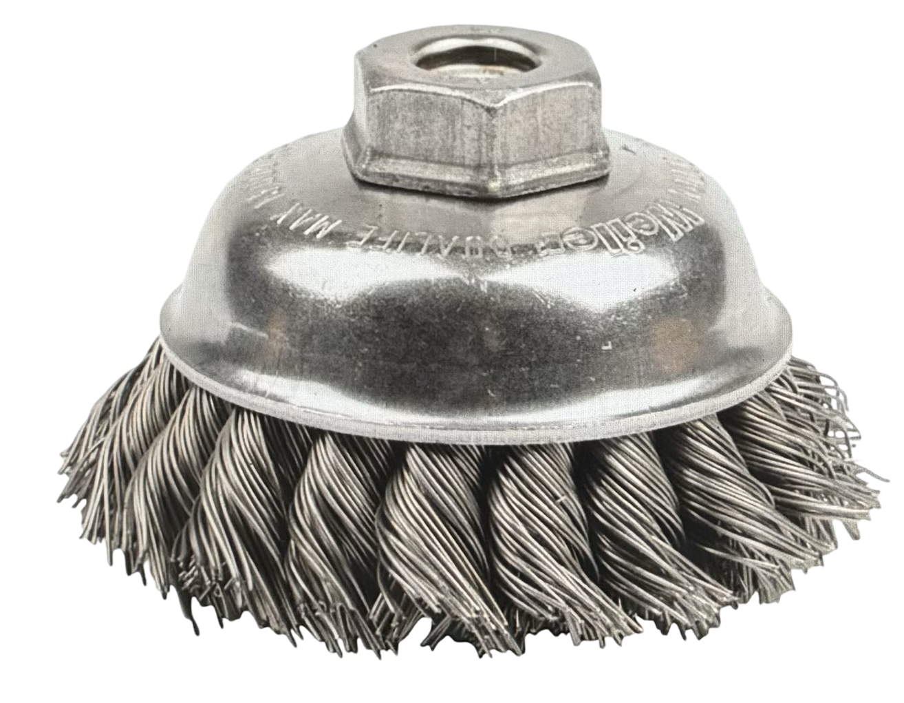 Weiler 3-1/2" Knotted Wire Cup Brush Single Row 3/8"-24 Arbor Hole