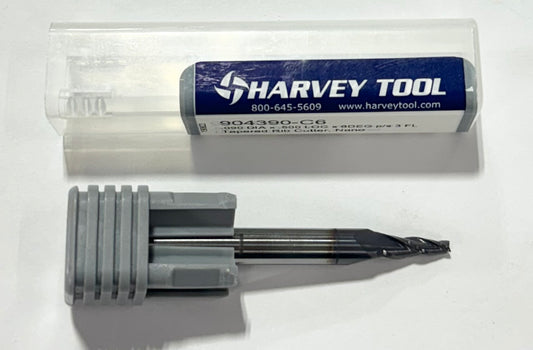 Harvey Tool .090" Dia x 1/2" x 6 Deg Carbide End Mill Tapered Rib Cutter Nano Coated