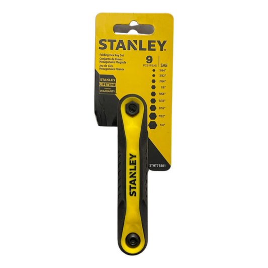 Stanley 9 Piece SAE Folding Hex Key Set 5/64" to 1/4" STHT71801