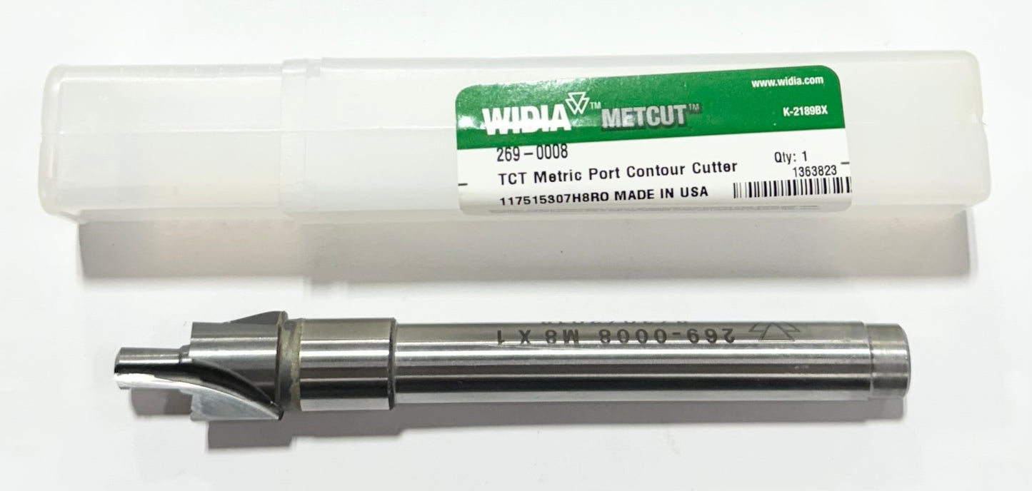 WIDIA TCT Metric Port Contour Cutter with Groove Carbide Tipped M8 x 1mm Thread