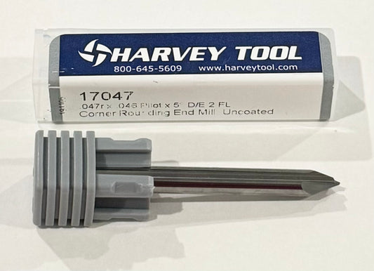 Harvey Tool 3/64" Corner Rounding Double End Mill .046" Pilot x 5 Deg 2FL