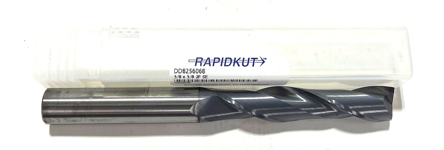 RapidKut 5/8" Carbide End Mill Extra Long AlTiN Coating 2 Flute USA Made