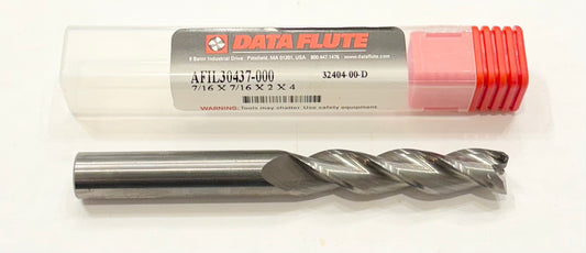 Data Flute 7/16" x 7/16" x 2" x 4" Carbide End Mill 3 Flute USA Made