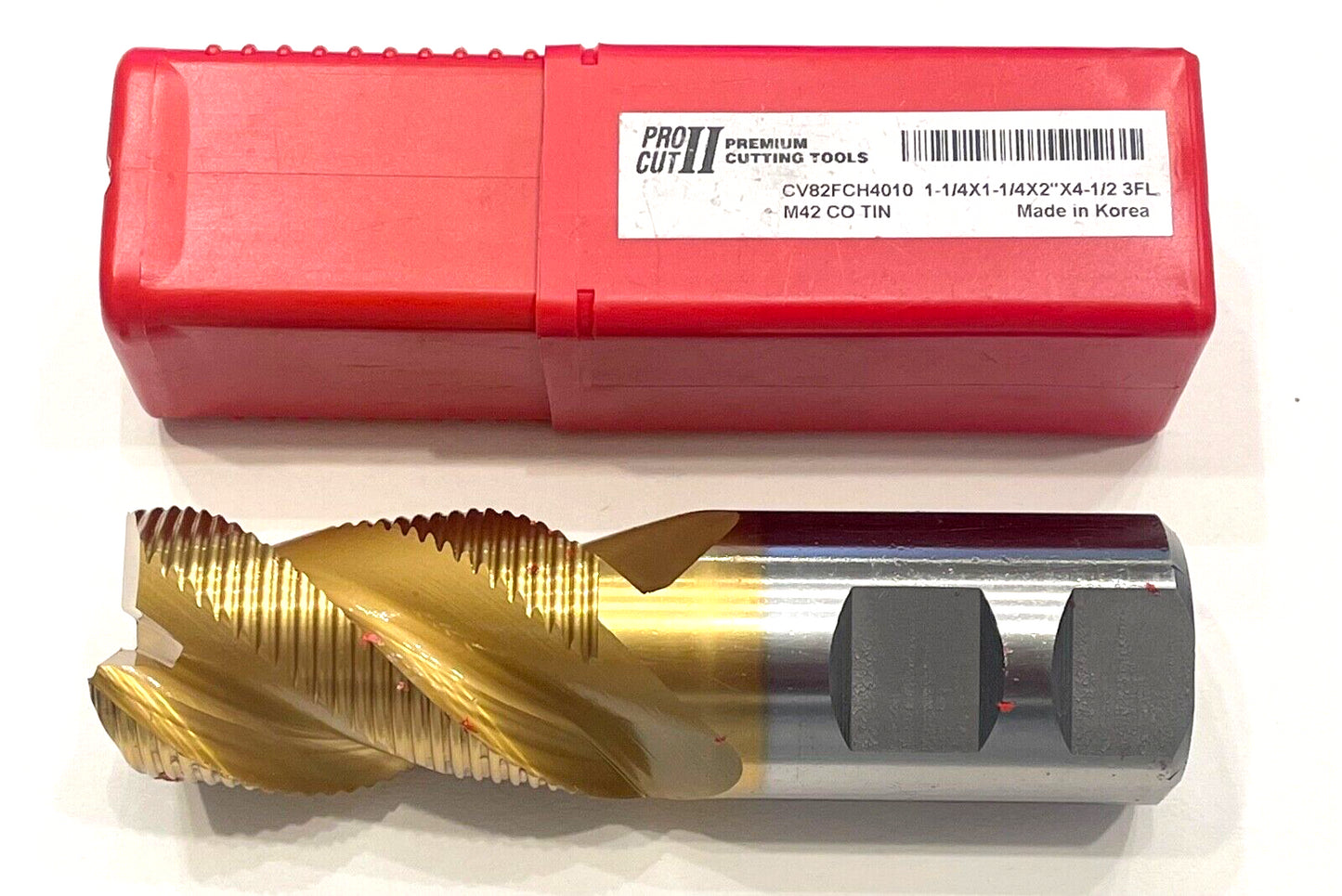 ProCut 1-1/4' Cobalt M42 Roughing End Mill Tin Coating Fine Tooth 3 Flute