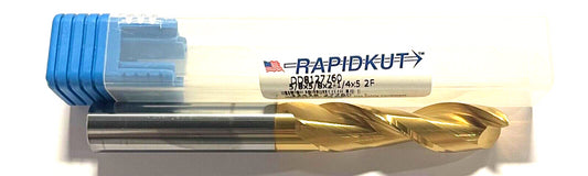 RapidKut 5/8" High Performance Carbide End Mill Tin Coated .020" Radius 2 Flute