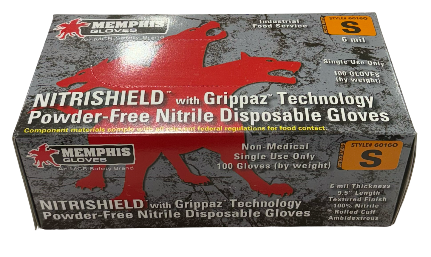 Memphis NITRISHIELD Powder-Free Nitrile Disposable Gloves 6 mil Size Small 100 Pack