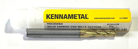 Kennametal 13/64" Carbide End Mill Tin Coating 4 Flute USA Made