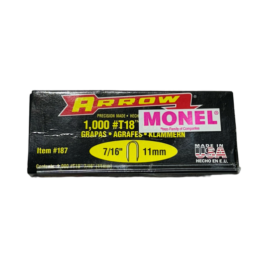 Arrow T-18 7/16" Monel Staples for T18 Tacker 1000 Pack USA Made