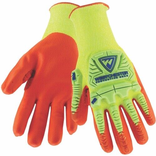 West Chester Hi-Vis Foam Nitrile Palm Gloves 10 Gauge HPPE Shell Size Medium