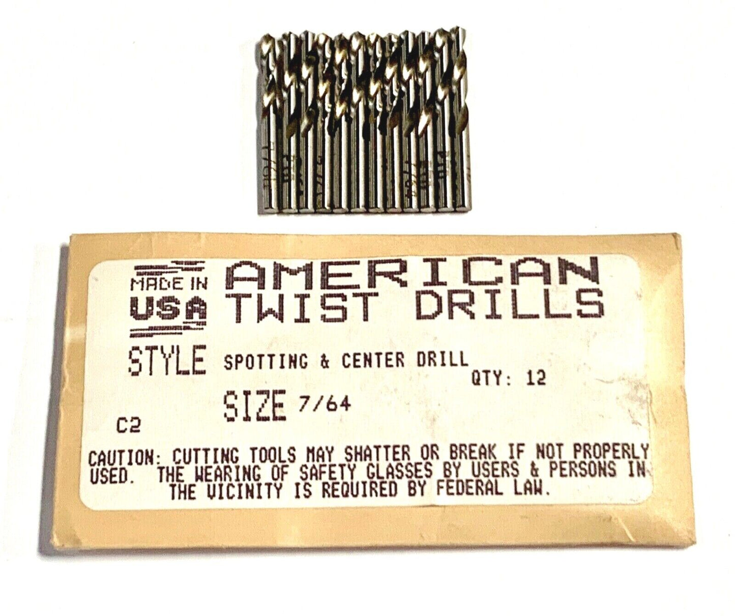 7/64" Spotting & Centering Drills High Speed Steel Drill Bits USA Made 12 Pack