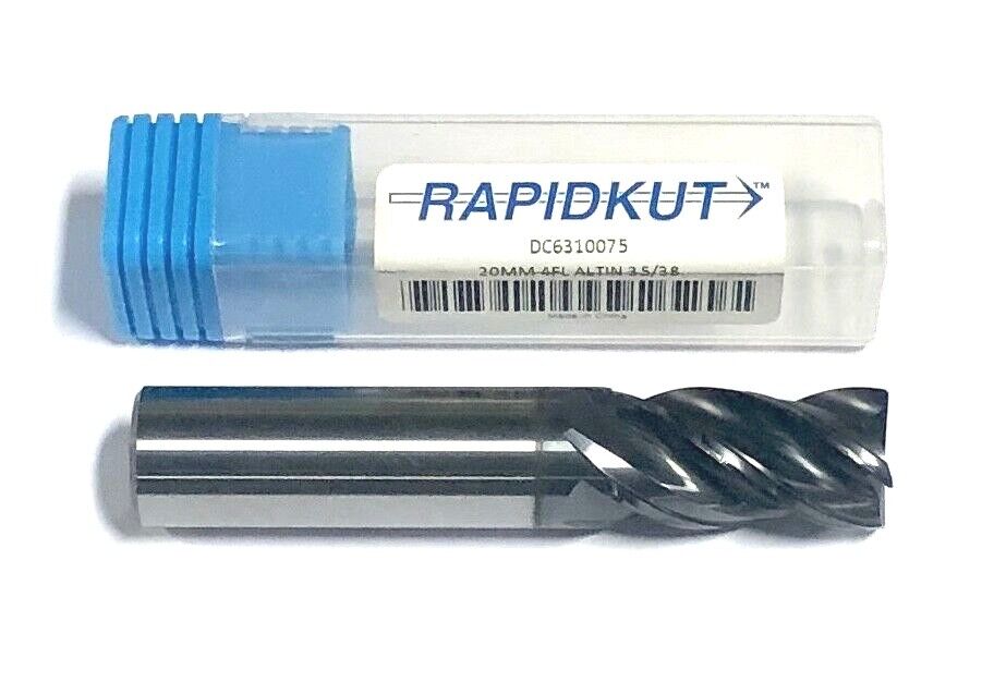 Rapidkut 20mm Carbide End Mill ALTIN Coated 4 Flute Helix