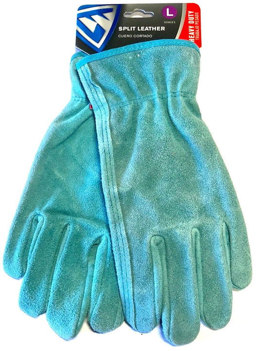 West Chester Women's Split Cowhide Leather Driver Gloves Teal Size Large