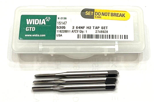 WIDIA 2-64NF HSS Hand Tap Set 3 Flute H2 Plug Bottoming Taper Taps 2748928 USA