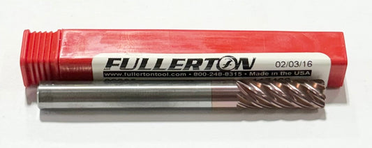 Fullerton 8mm Carbide End Mill 7FL FC20 Coated 1mm Radius Variable Helix