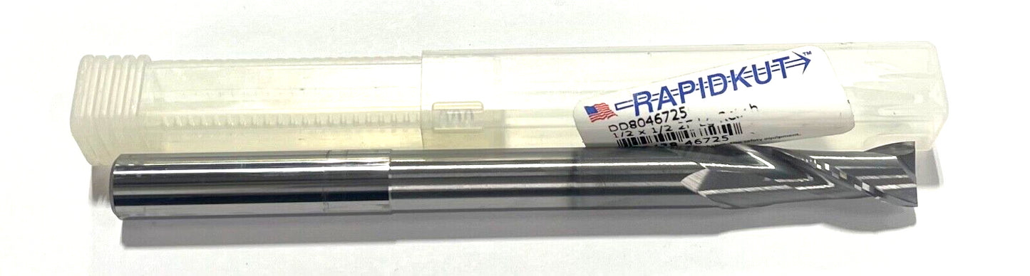 RapidKut 1/2" Solid Carbide Drill Long Reach TiCN Coating 2 Flute USA Made