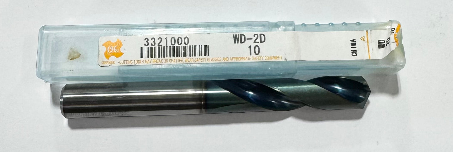 OSG 10mm Solid Carbide Drill EgiAs Coated 180 Deg 2FL Screw Machine Length