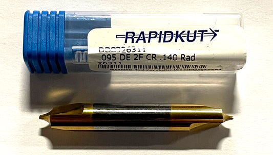 RapidKut .095" Carbide Corner Rounding Double End Mill Tin Coated .140" Rad 2FL