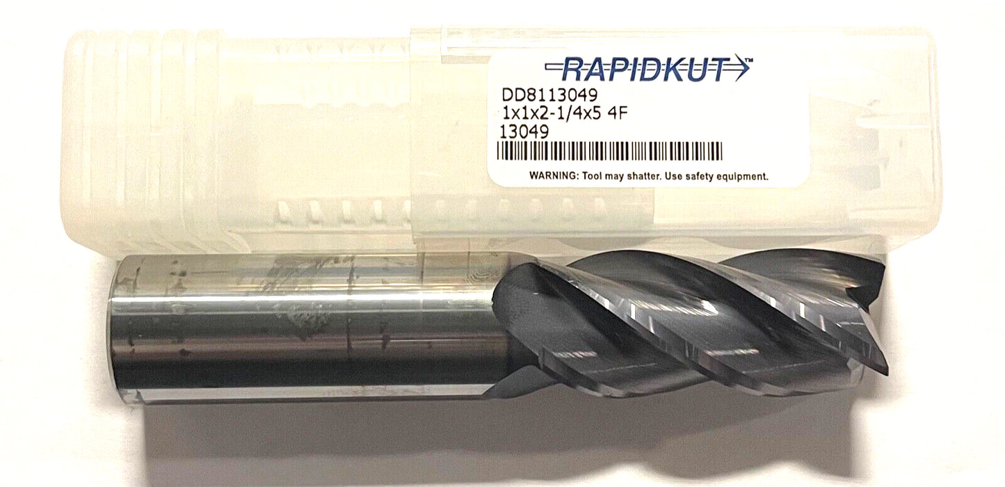 RapidKut 1" Carbide End Mill AlTiN Coating Variable Helix 4FL High Performance